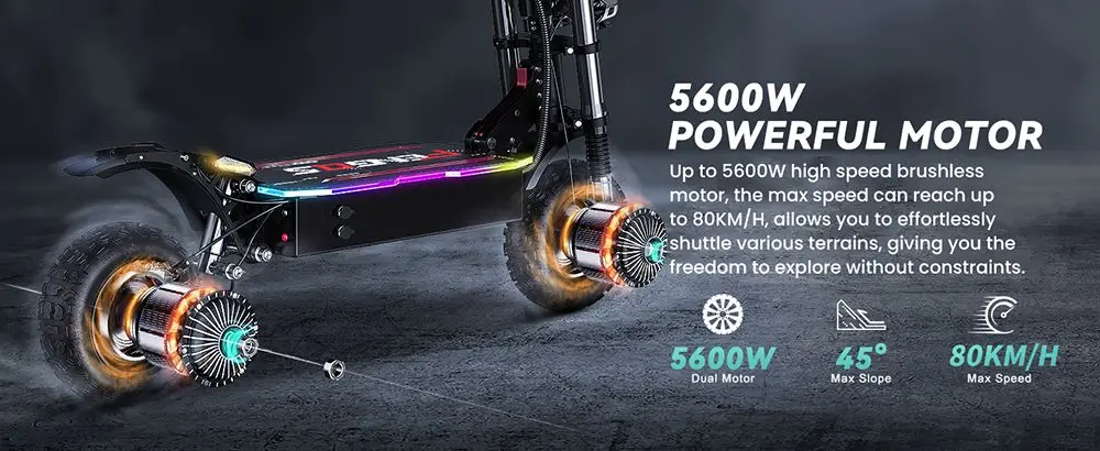 EU Stock 67.2V 38Ah 2800W*2 80km/h FENGQS GT8 PRO Electric Scooter 11 inch Tires Hydraulic Disc Brakes With 90km Range