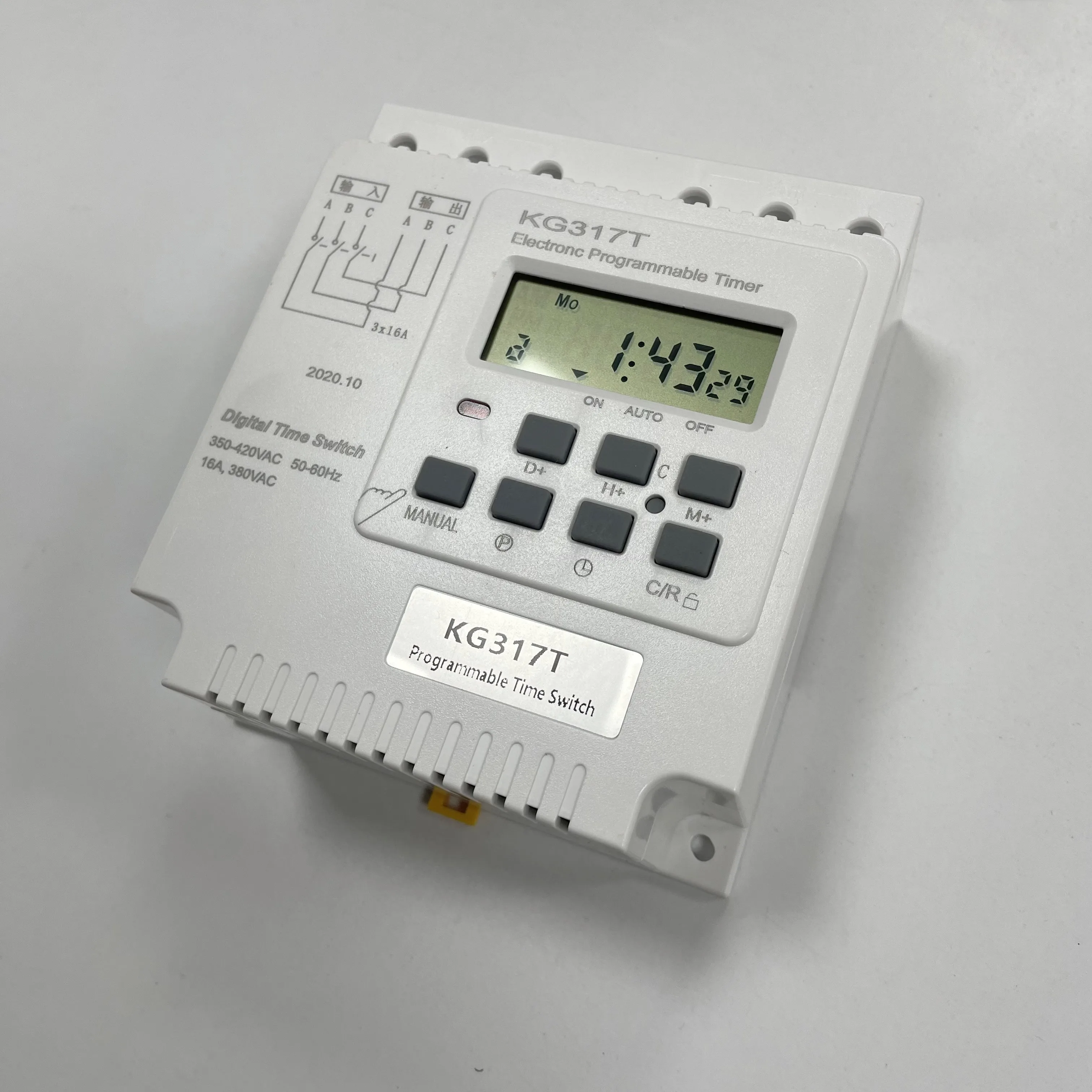 KG317T 3 Phases Din Rail Weeekly Programmable Digital Timer Switch AC 380V 30A Three Phase Motor Timing Control Switches