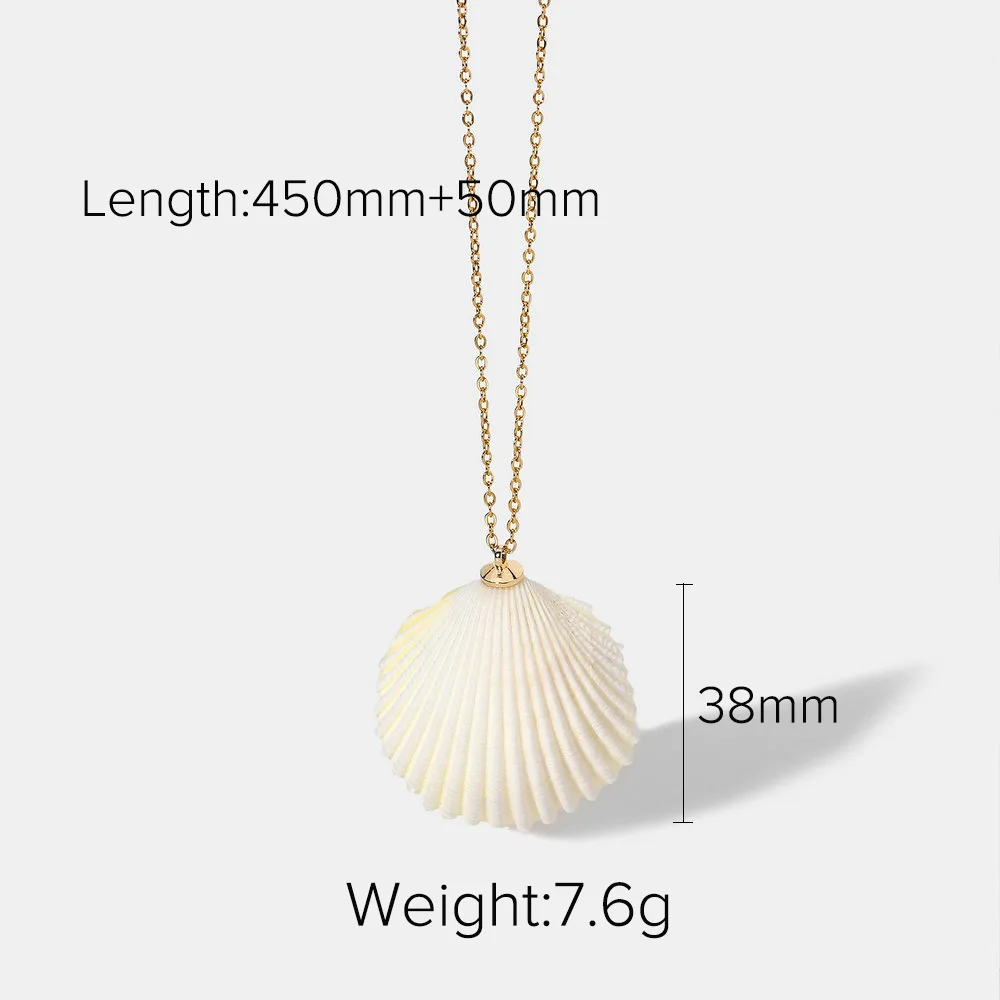18k YG貝殻　ペンダントトップ　0.8g Hip Hop Stainless Steel Pearl Shell Necklace with 18K Gold Plating