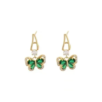 European and American fashion butterfly light luxury high-end sense pendant earrings