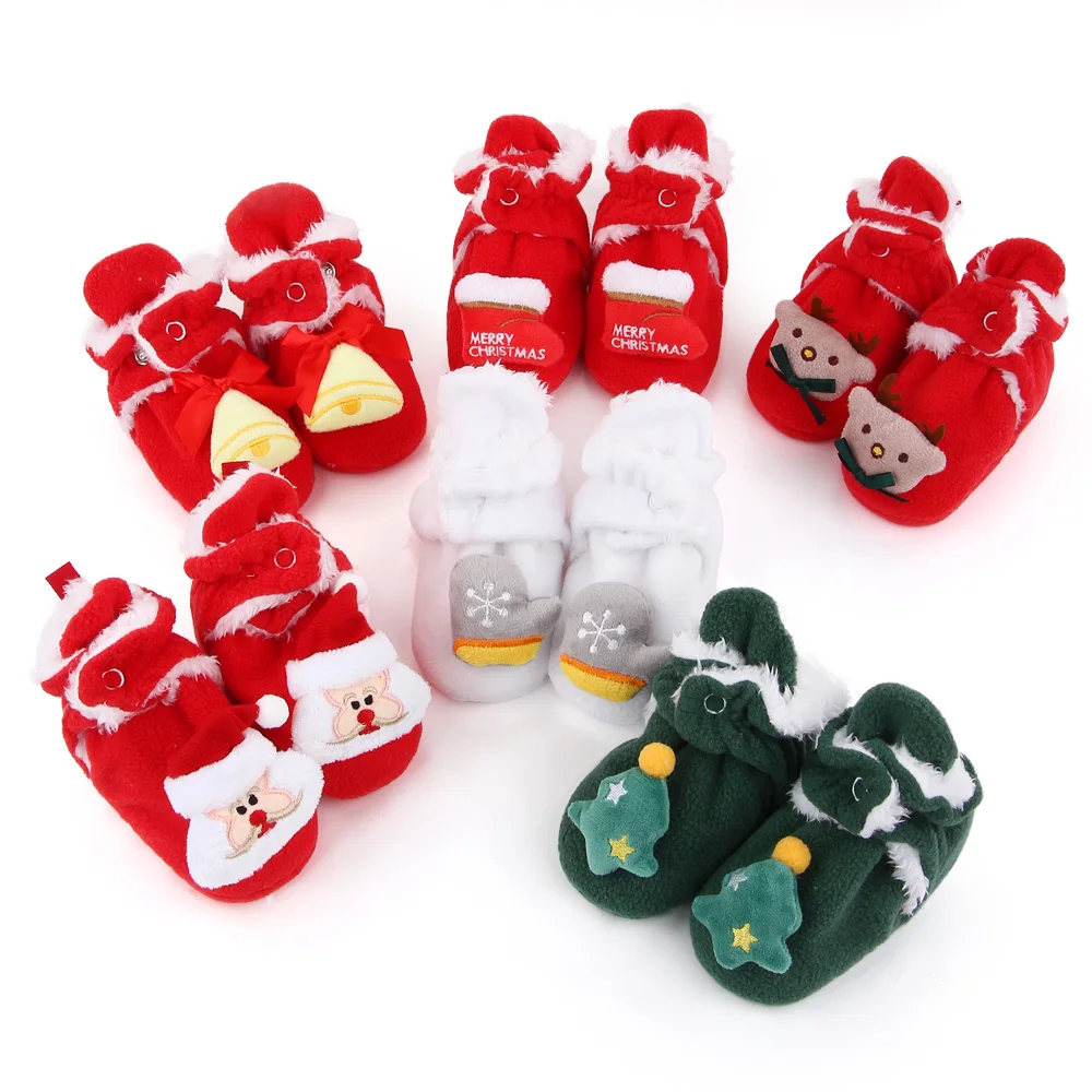 Winter Warm Christmas Baby Socks Baby Boy Girl Booties Fluff Soft Toddler Shoes First Walkers