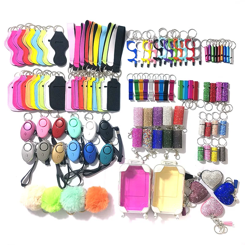 Custom Spray Shell Women Self Defense Key Chain With Diamond Metal