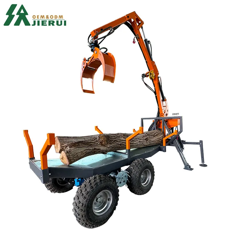 Gasoline Diesel Electric Timber Loading Traile with Grapple Boom Timber Crane with Winch Loading Trailerfor Sale