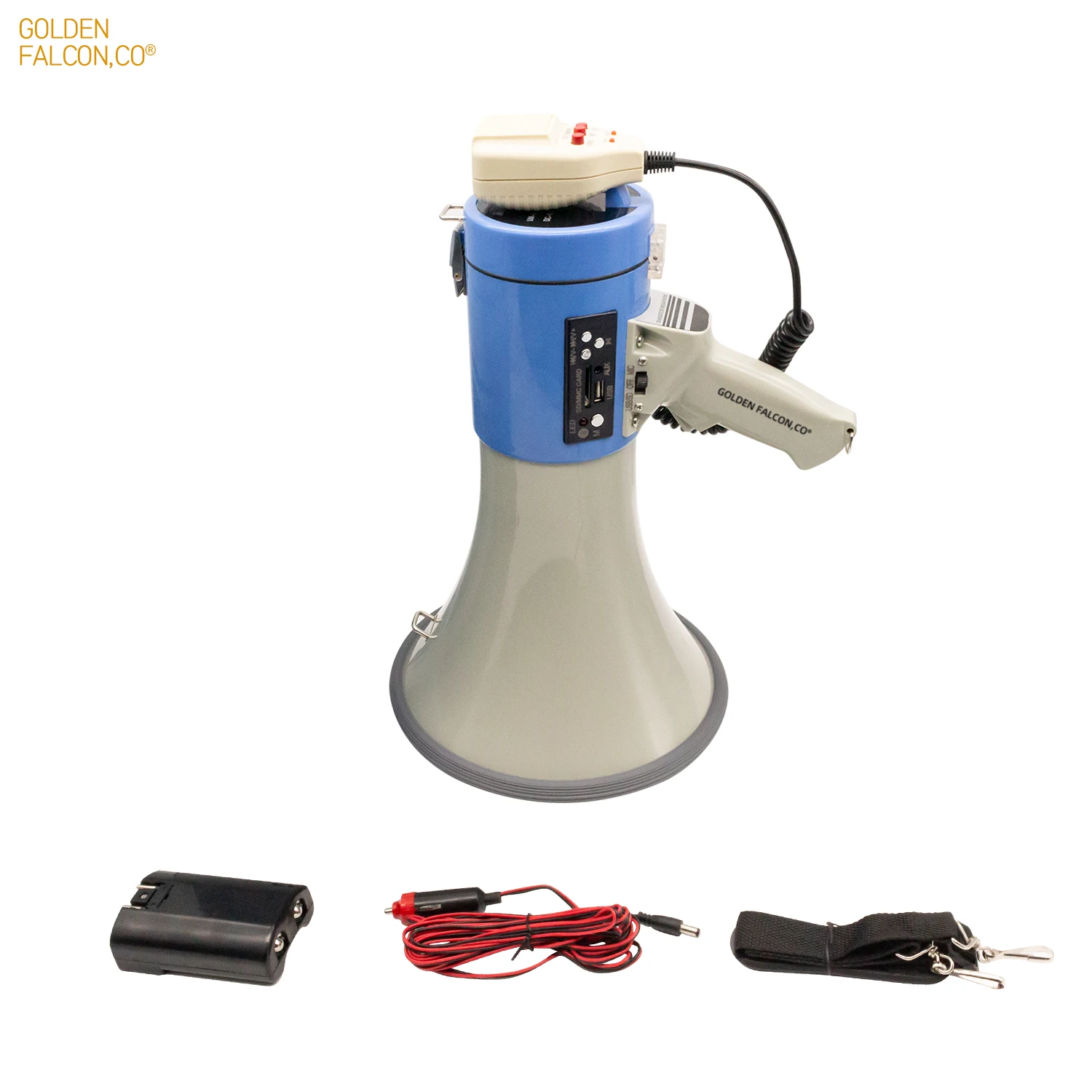 High Quality 50W Handheld Megaphone with Record Music BT SD Card  Rechargeable Megaphone for Indoor Outdoor