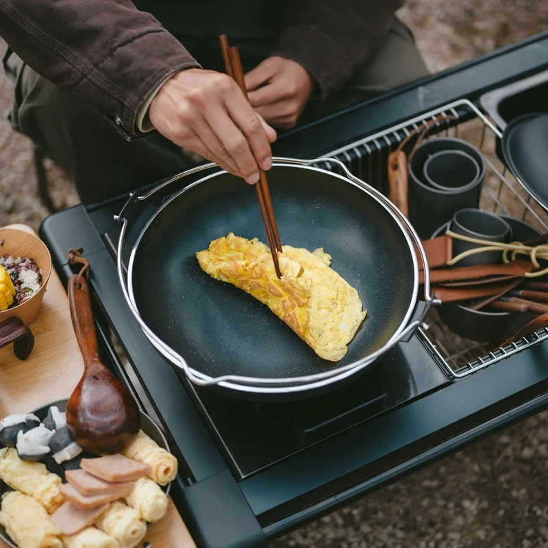 Naturvandring utendørs camping Bærbar non-stick panne sukiyaki hot pot riskoker hengende kokekar