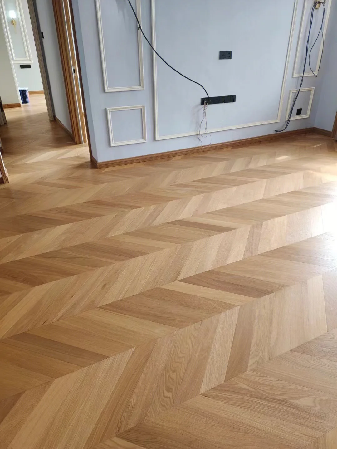 Chevron Parquet Natural Grey Color Chevron Design Herringbone  Fishbone Parquet Wood Flooring
