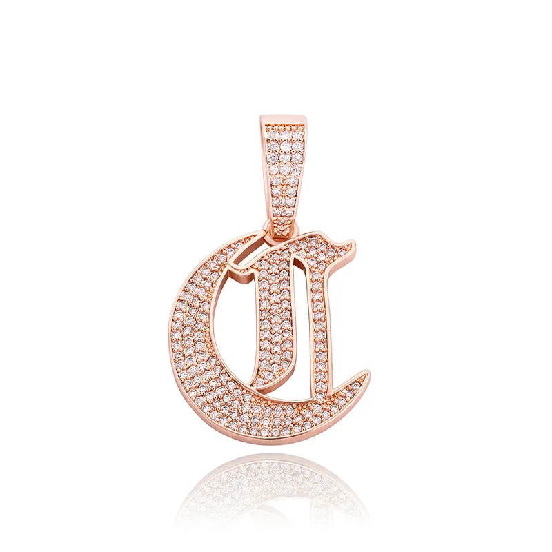 roman characte big size cursive letter necklaces pendant gold