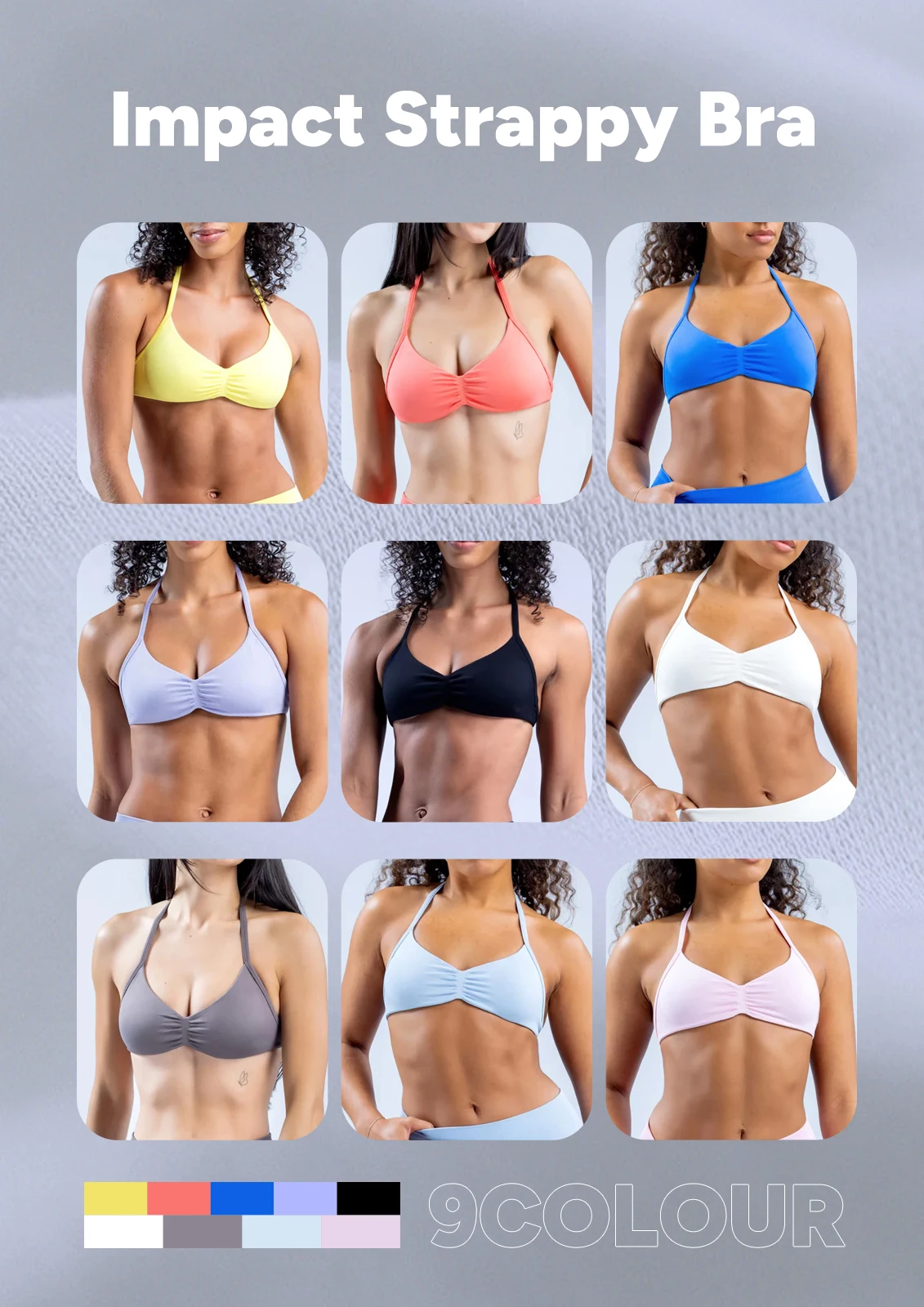 SHINBENE Halter Neck Backless Workout Front Scrunch Strappy Yoga Gym Training Seamless Sports Bra for Women