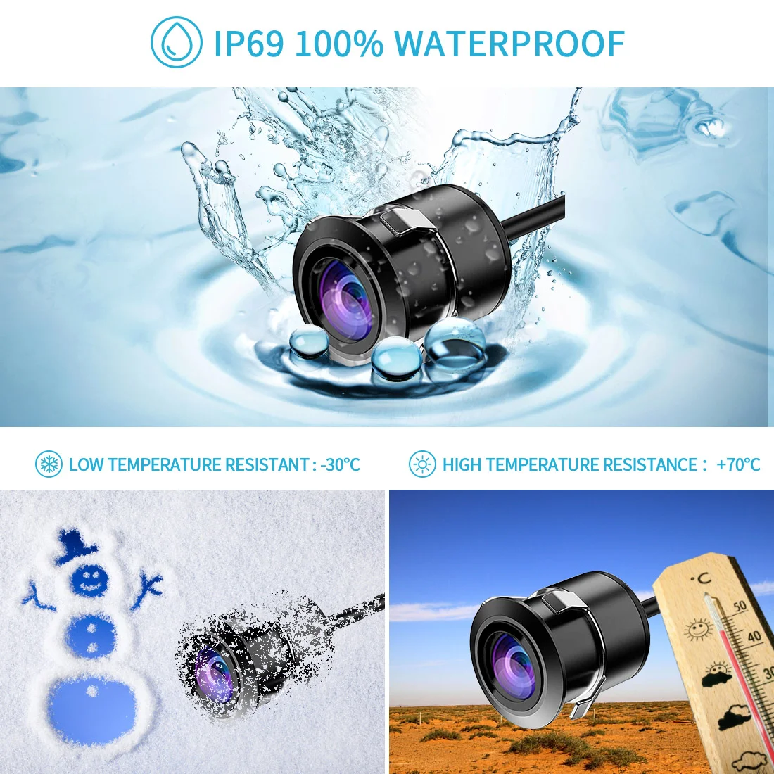Free Sample Ip68 Waterproof Car Front View 120  Degree Camera Car Bumper Camera 18.5mm Mini Hidden Rear View Reverse Car Camera