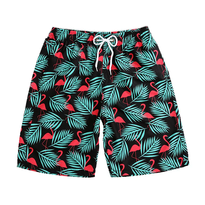 Spring Summer Men Beach Shorts Coconut Tree Pattern Elastic Short Pants Drawstring Bermuda Board Shorts175_voghion.com