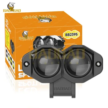 BAOBAO BB2395 Lighting 2 Lens Flash White Yellow Fogdriving Mini Bike LED Fog Light Headlight for Motorcycle Luces Para Moto
