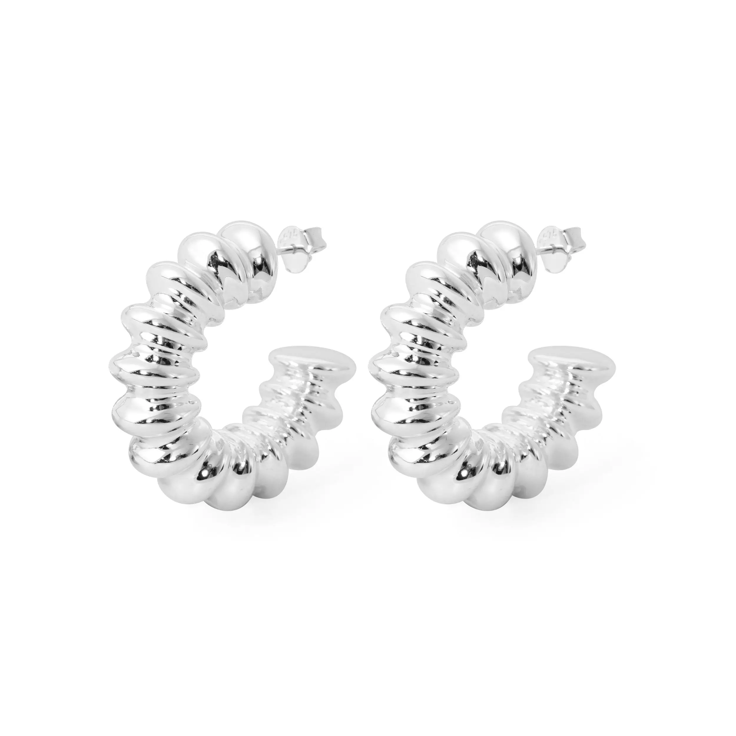 Wholesale Electroforming S999 Silver Big Hoop Earrings Hollow Chunky Exaggerated OEM Custom Manufacturer For Women