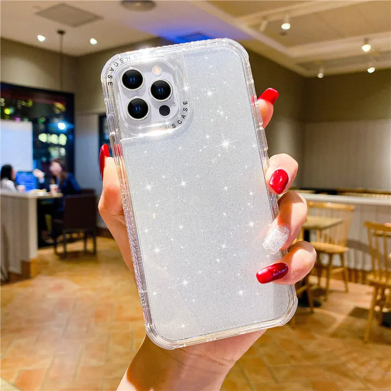 Shining Glitter Shockproof Bumper Phone Case For iPhone 14 Plus 13 Pro Max 12 Mini 11 Pro XS Max 7 8 Plus Transparent Soft Cover supplier