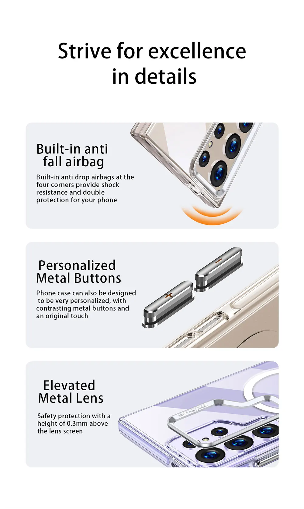 product clear case for samsung galaxy s24 plus ultra s24 camera protector magnetic ring phone transparent hard pc  wls83 wlons-10