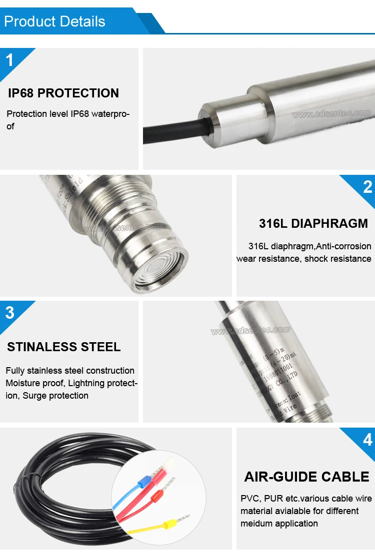 SENTEC SLS300 Submersible Level Sensor Probe - Accurate Water Level ...