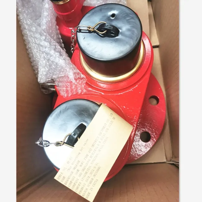 2Way Breeching Let Valve Fire Hydrant Valve Fire Hose Fire Hydrant Splitter  Valve ,2X2.5" BS With Plastic Cap 4"flange, Brass ,