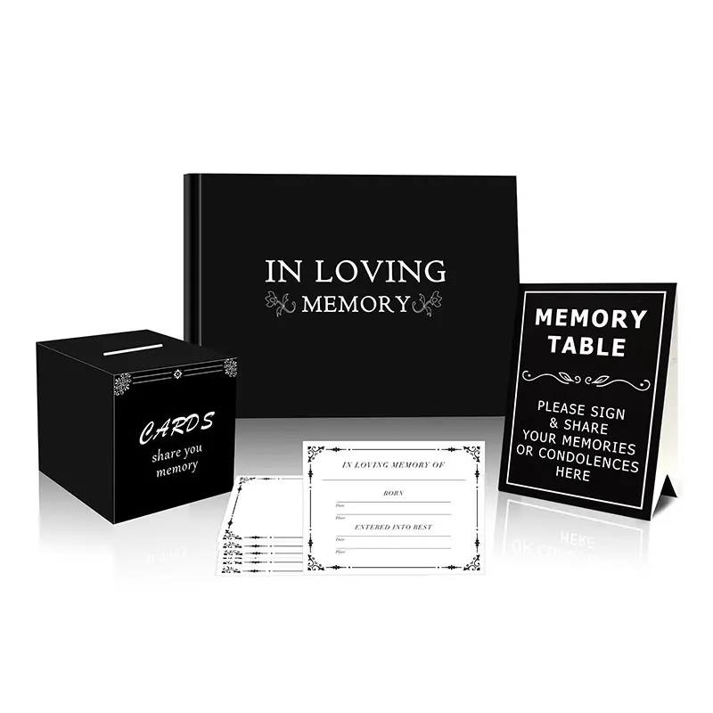 Funeral Guest Book Set Memories Book Frame Alternative Celebration of Life Guest Check Book for Funeral Memorial Service