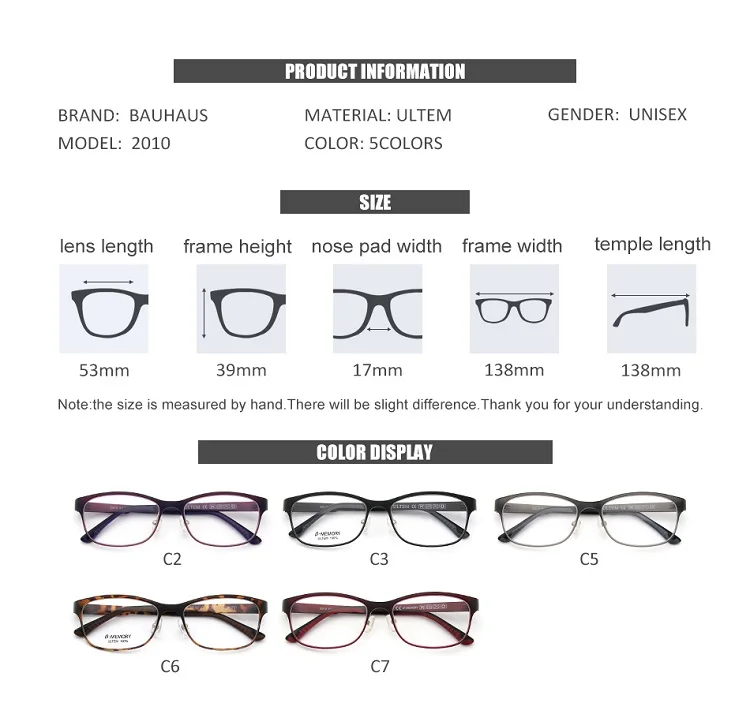 2010 Ready Stock Square Cheap Plastic Ultem Optical Frame Eyeglasses
