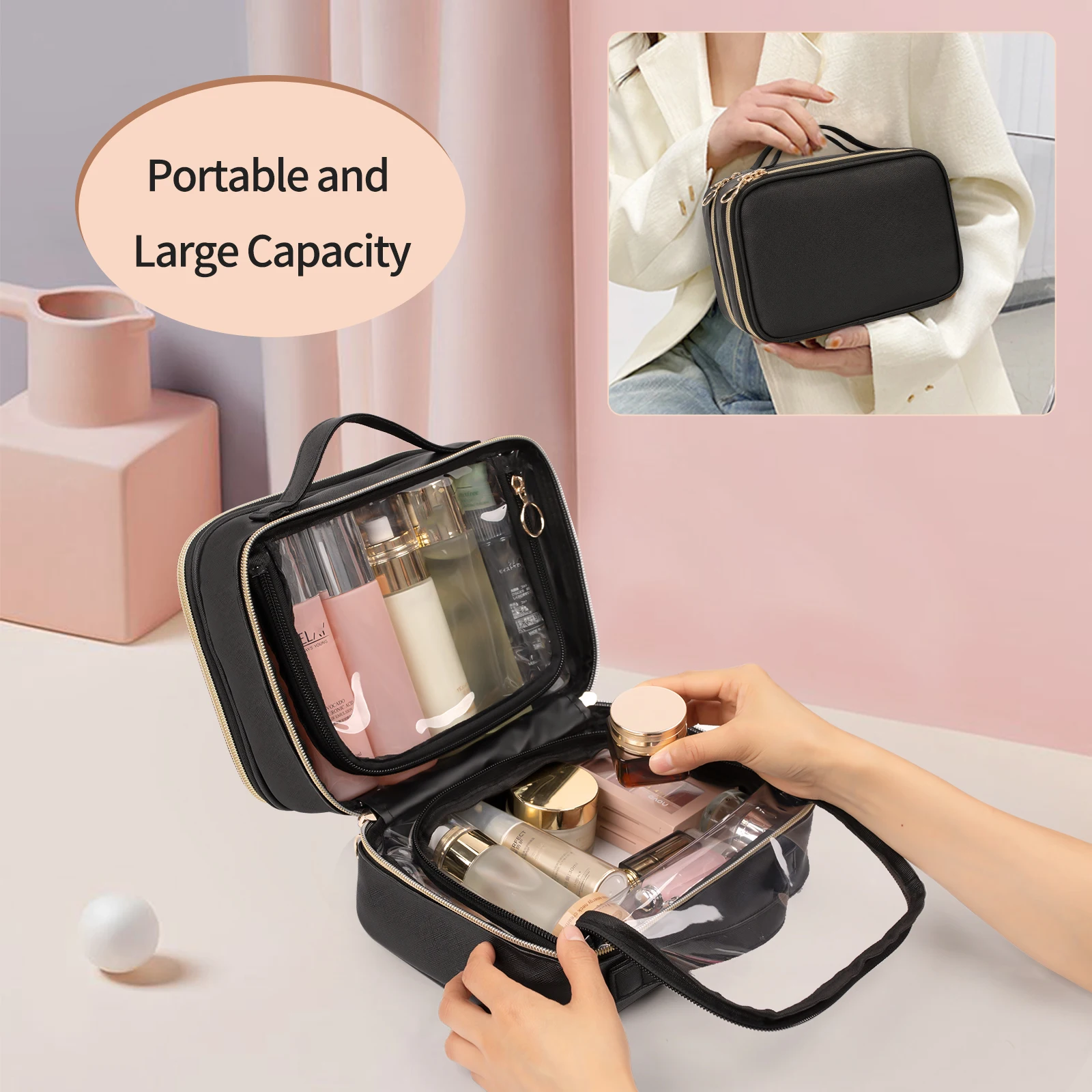 Relavel Travel Toiletry Bag High Quality PVC Makeup Storage