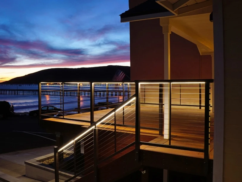 American Black design of modern steel deck railing designs with 2x2 post cable balustrade factory