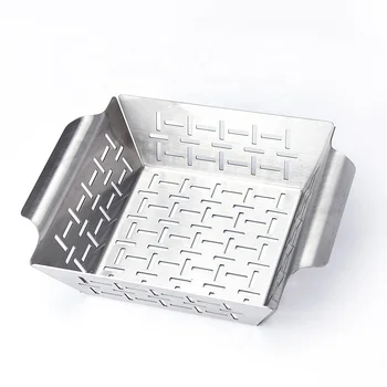 Heavy Duty Barbecue Accessories BBQ Grill Basket Stainless Steel Vegetable Grilling Basket