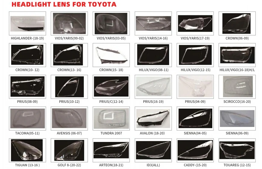 product car headlight cover lens glass cover lens for toyota camry corolla land cruiser rav4 highlander lens cover housing back base-34