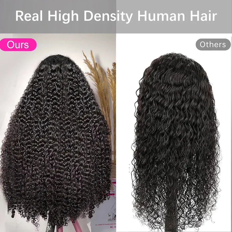 Peruca Deep Wave Glueless Human Hair Wigs Brazilian Remy Water Wave Lace Closure Pré-arrancado para mulheres_voghion.com