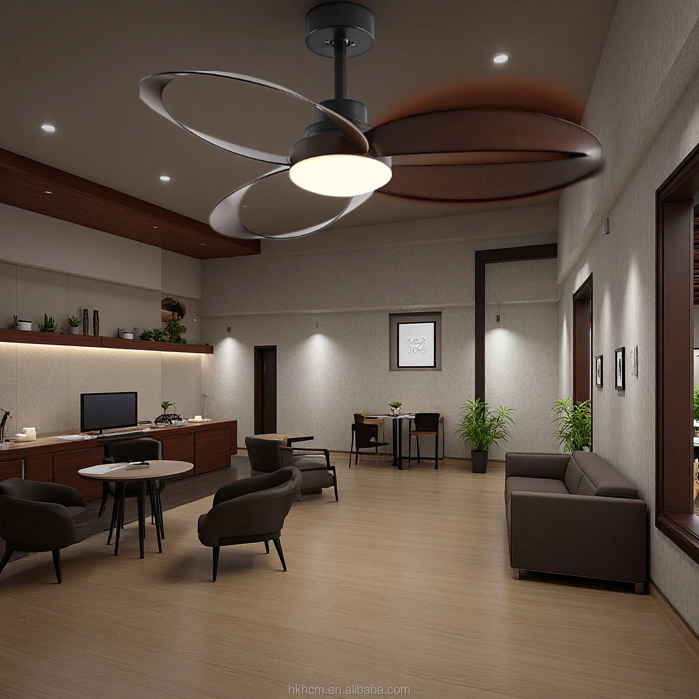 product modern nordic led fan chandelier with 5 blades full spectrum lighting  for home dining room  remote control switch-5