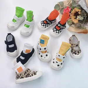 Fashion Casual Leopard Print Kids Canvas Shoes Non-slip Toddler Flat Canvas Kids Sneaker Wholesale Kids White Canvas Shoes