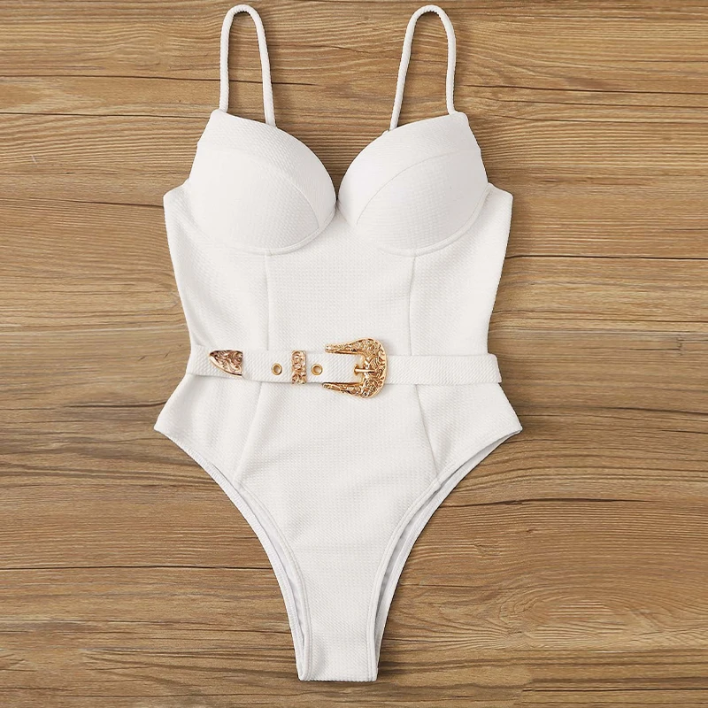 Factory Outlet Solid Swimsuit With Girdle Womens Bikini Push up One Piece Swimsuit Sexy Brazilian Beachwear Sexy Traje De Bano