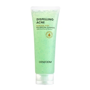 Custom Label 120g Salicylic Acid Infused Green Tea Facial Wash Gel Form Deep Cleaning Exfoliating Wash for Natural Whitening