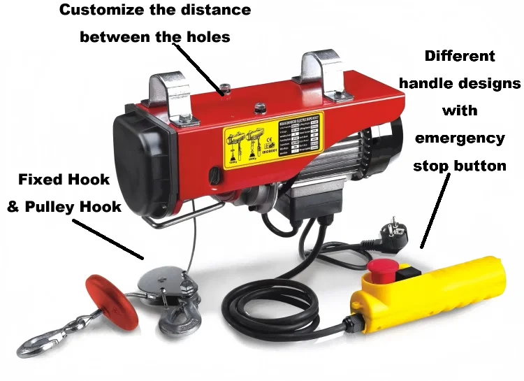Lifter Designs Using Ropes Small Electric Lifter 200kg-1200kg with Trolley & Wire Rope