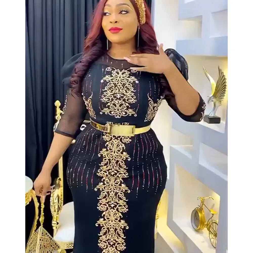 Robe de femme africaine pour mariage Elégante Ankara Robe Africaine  Vêtements pour dames avec ceinture