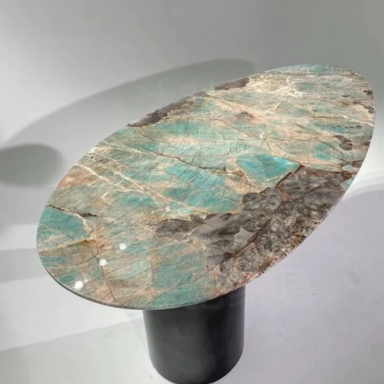 Luxury Natural Green Quartzite Side Table Modern Green Stone Decorative Coffee Table