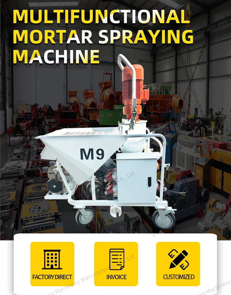 Automatic Gypsum Spraying Machine Spraying Dry Cement Sand Mortar Gypsum Plaster Dustless Spray Machine factory