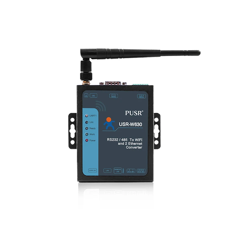 USR-W630 iki Lan portu endüstriyel RS232 RS485 seri WiFi Ethernet dönüştürücü IO