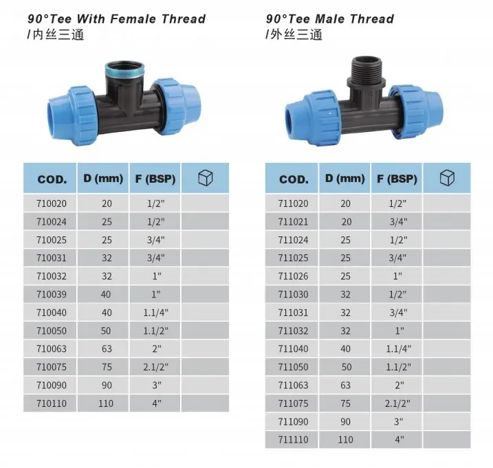 Drip Irrigation Pipes And Fittings Degrees Tee With Male Thread