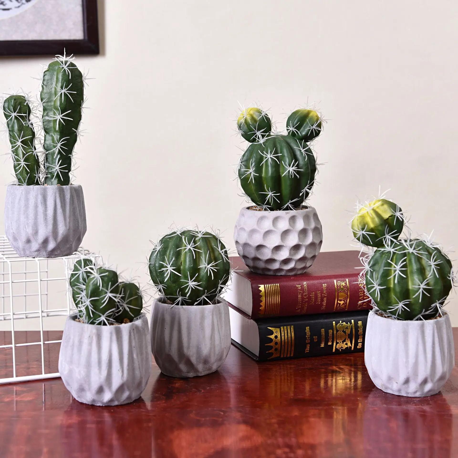 人造水泥盆栽绿色植物多肉植物盆景室内植物仙人掌盆栽植物人工植物