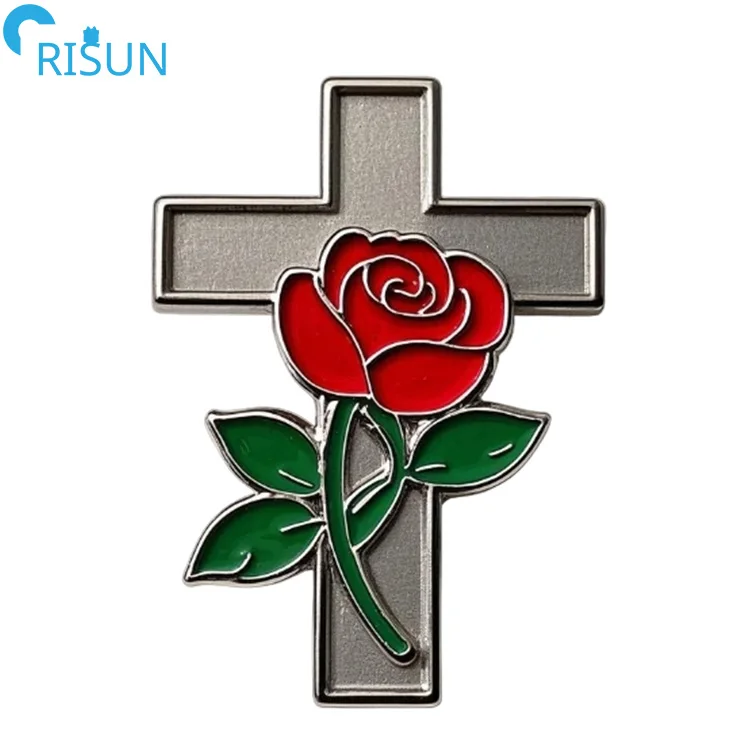 Factory Customized Enamel Christian Jesus Church Religious Cross Lapel Pins Badges Brooches Custom Cross Enamel Pin