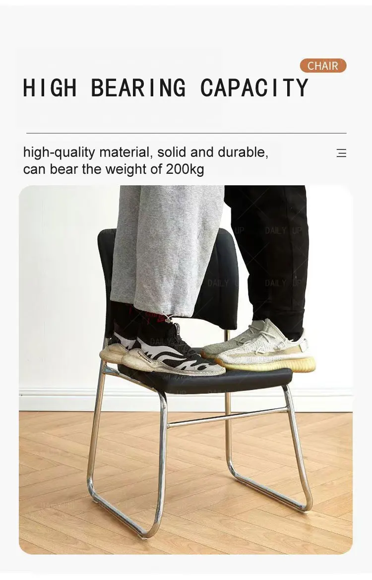 Stackable Faux Leather Office Chair With Thick Cushion Ergonomic Backrest Upholstered Computer Chair For Meeting Conference