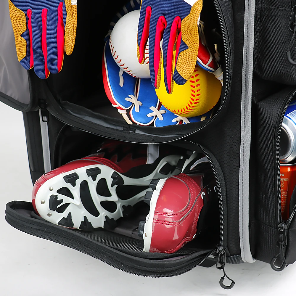 Kopbags 2024 Newest Wholesale Custom Super Durable Rolling Baseball Softball Gear Bag With 4 Bat Sleeves factory