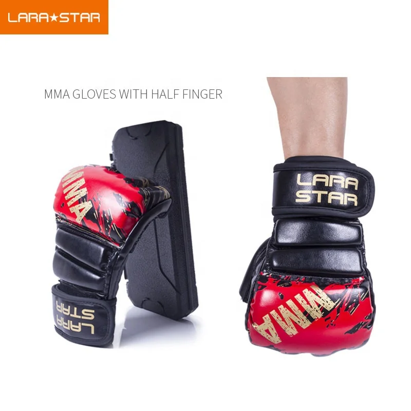 Модные боксерские перчатки из искусственной кожи для тренировок, боевых искусств, новый черный, красный, OEM логотип, тайский цвет, материал для взрослых и людей, оригинальный тип