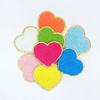 3D Embroidered Love Glitter Letter Patch PVC Chenille Patches With Iron-On Feature Clothing Valentines Day Accessory
