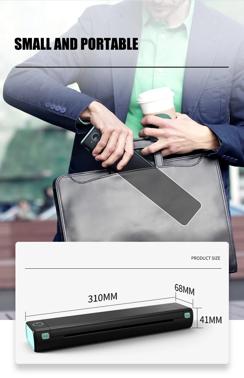 Handheld Thermal Bluetooth Wireless Printer Portable A4 Inkless