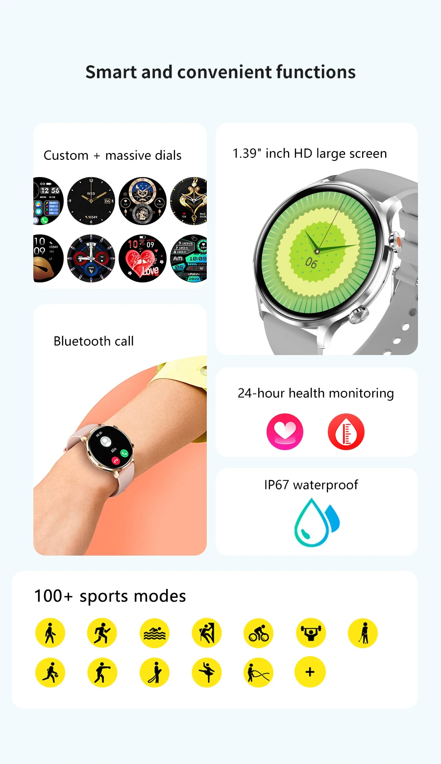 Chinese factory supplier supply 2025 Sanvnet Qs40 1.39 Inch Tft Smart Watch Heart Rate Monitoring Ip67 Waterproof Bt Calling Sport Smart Watch For Man Women - Buy Call Answering Smart Watch unisex Smart Watch round Shape Smart Watch sleep Monitoring Smart Watch tft Display Smart Watch