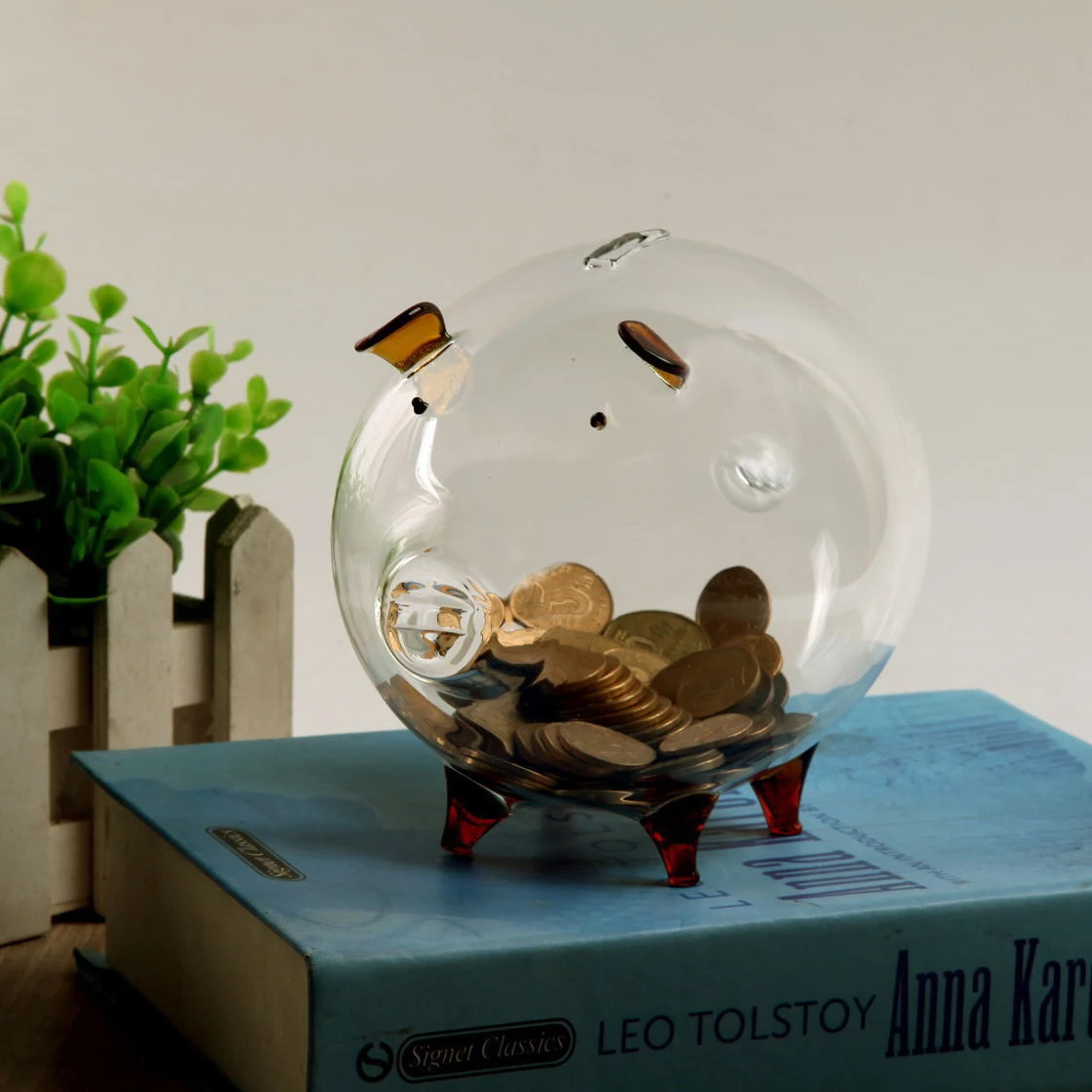 Cute Design Transparent Piggy Bank Piggy Money Saving Boxes Bank Glass Clear Transparent Piggy Bank