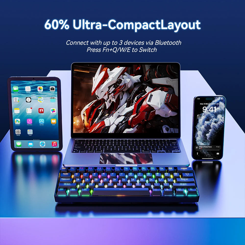 60% Wireless Gaming Keyboard - Compact, Ergonomic, and RGB
