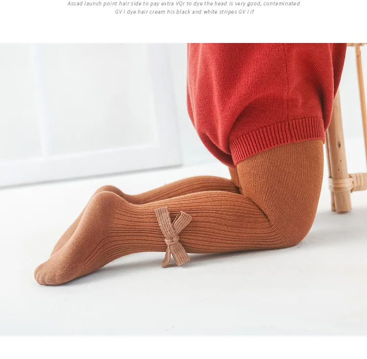 Новые милые леггинсы с бантом для малышей, хлопковые однотонные карамельных цветов для девочек, колготки D455