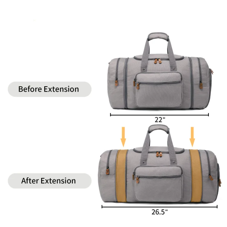 Evercredit Women Large Capacity Weekend Short Travel Bag Stripe Canvas Luggage Sport Gym Travel Duffle Bag With Shoe Compartment