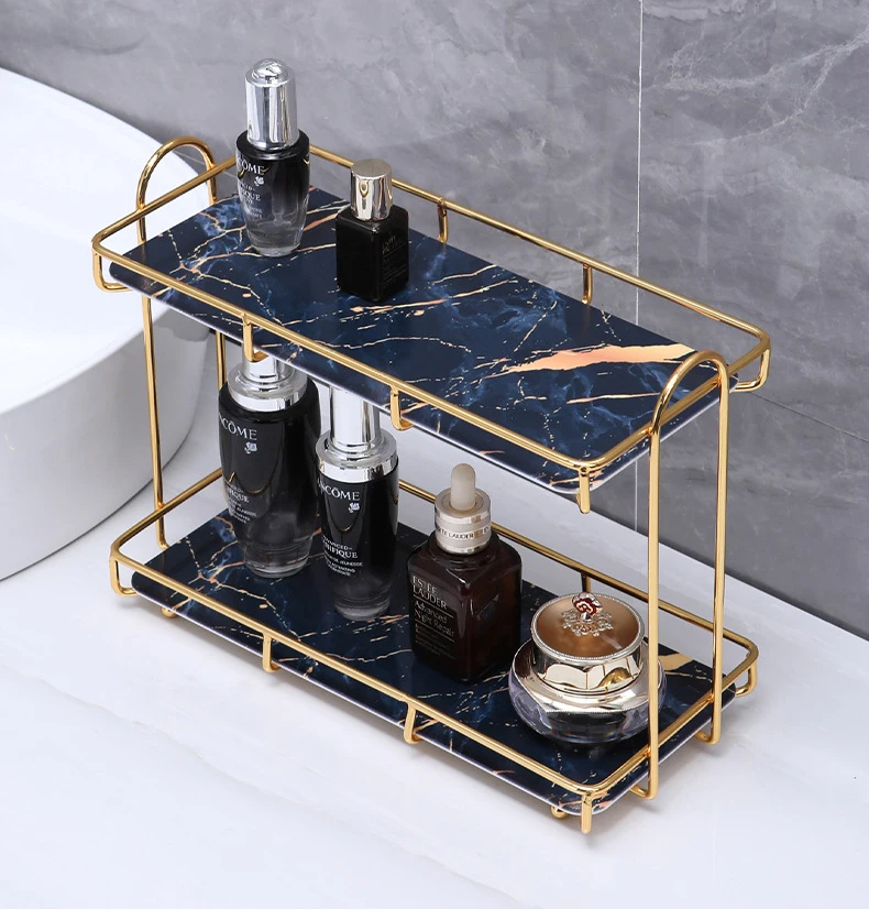 Modern Luxury Gold 3 Tier Bathroom Shelves Cosmetics Makeup Storage ...